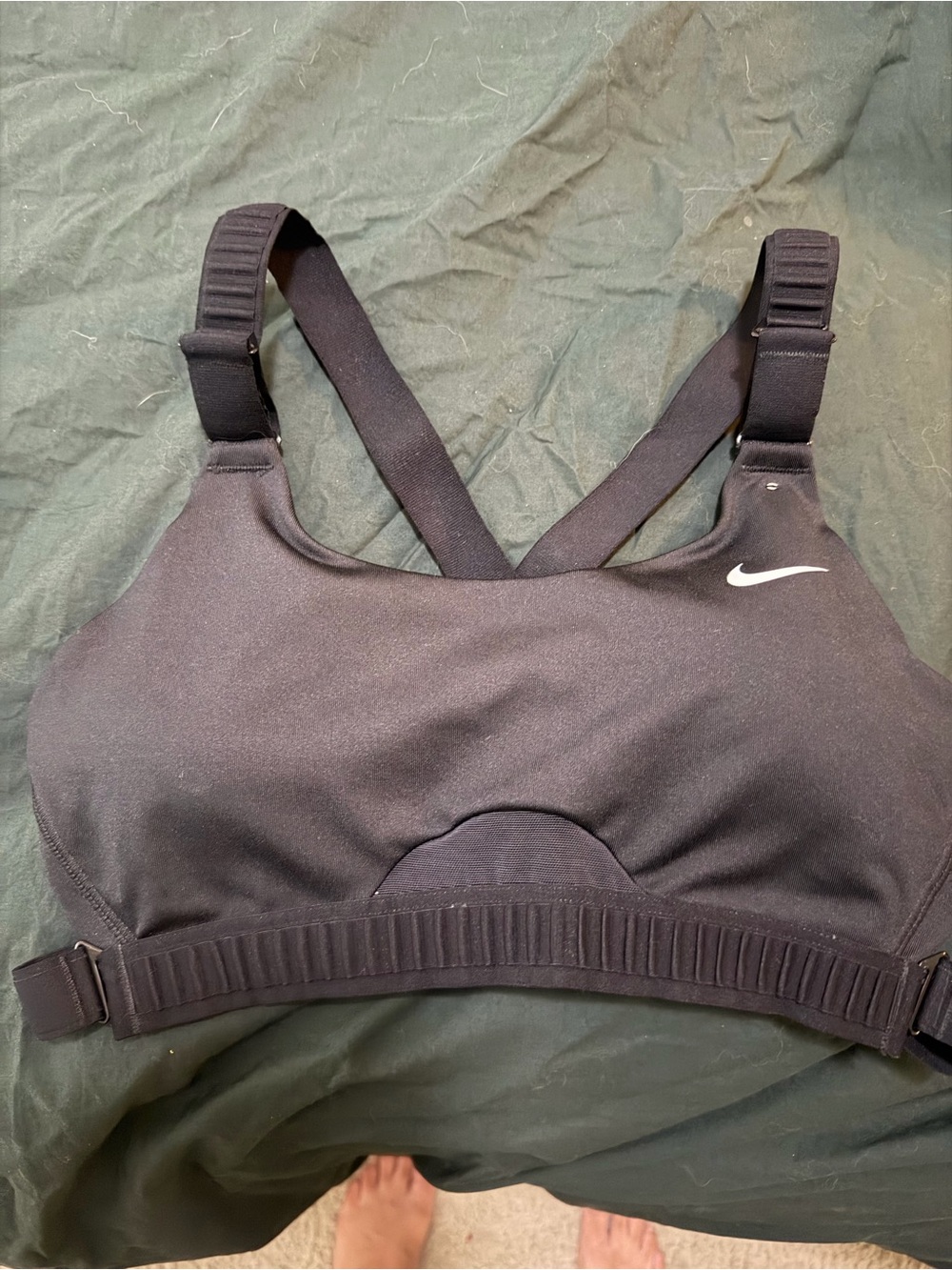 Nike Black Racerback Sports Bra with White Logo